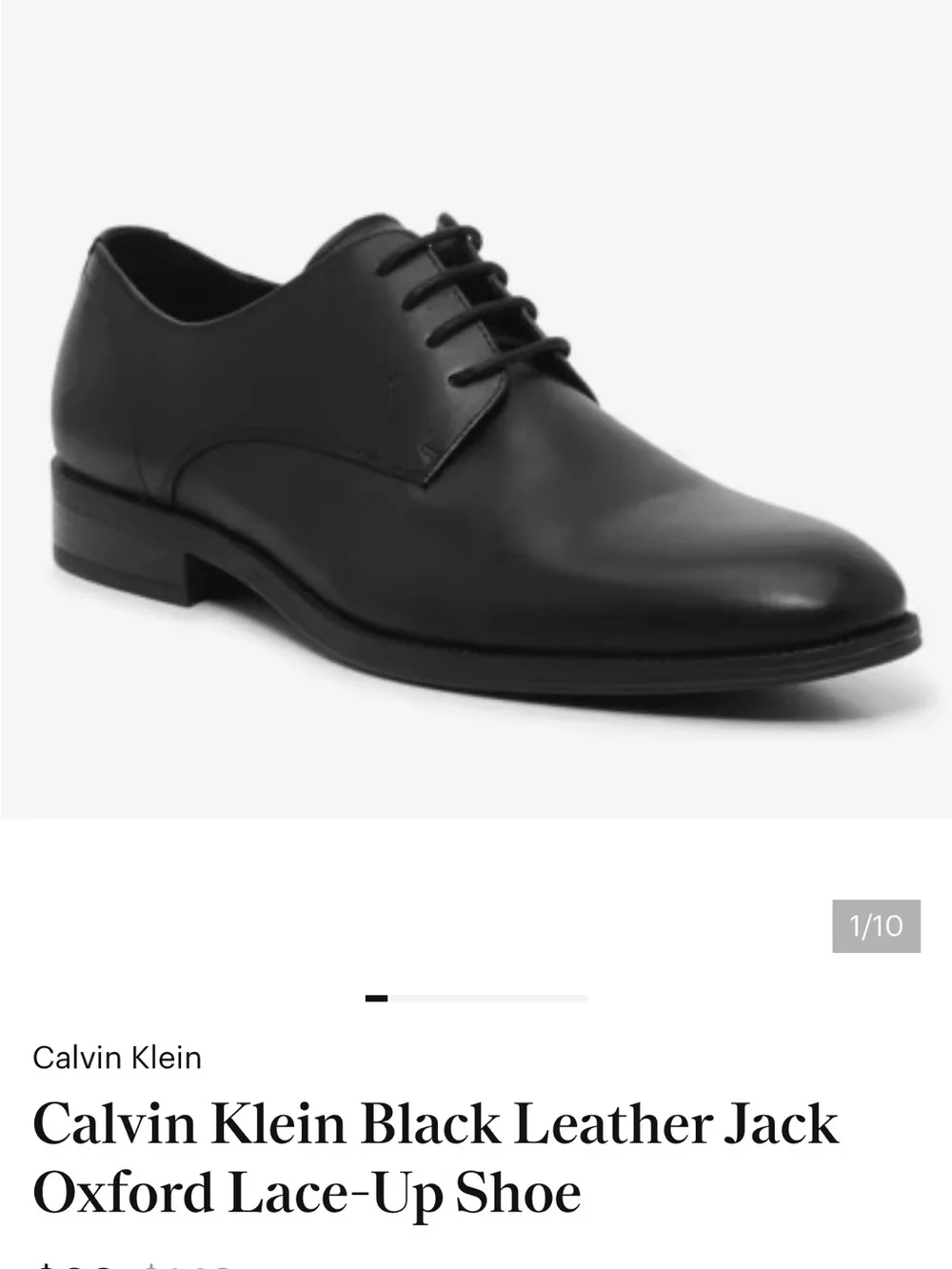 Calvin Klein Black Leather Derby Dress Shoe